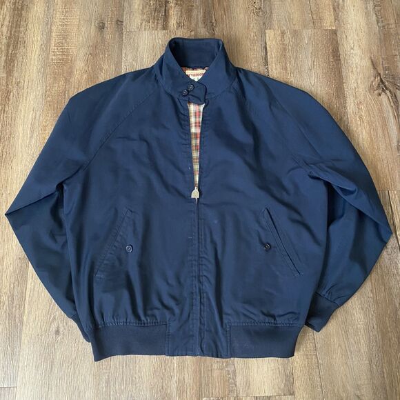 McGregor VINTAGE Casual Wear Harrington Jacket Size L Collar Navy Blue - Picture 2 of 7